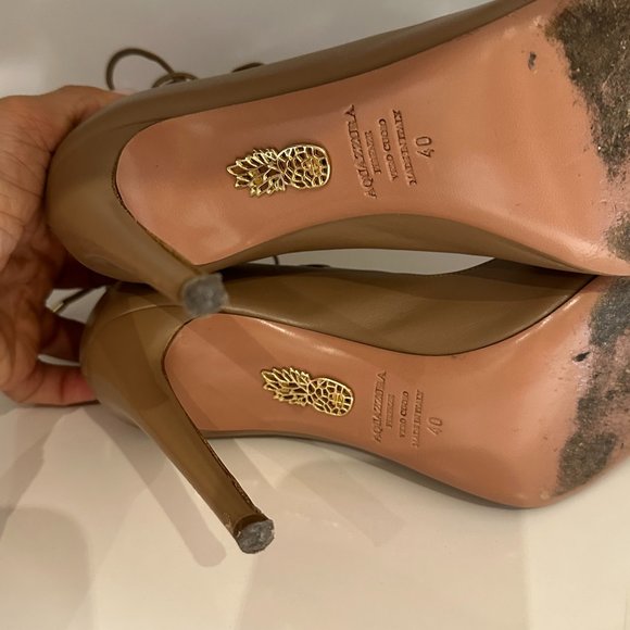 Aquazzura Leather ankle strap in beige leather - Picture 2 of 5